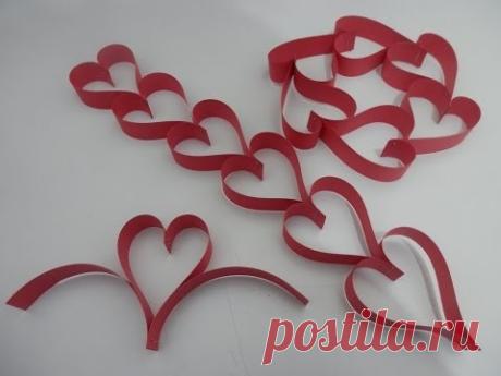 Tirinha/ cortininha de corações de papel - Tutorial