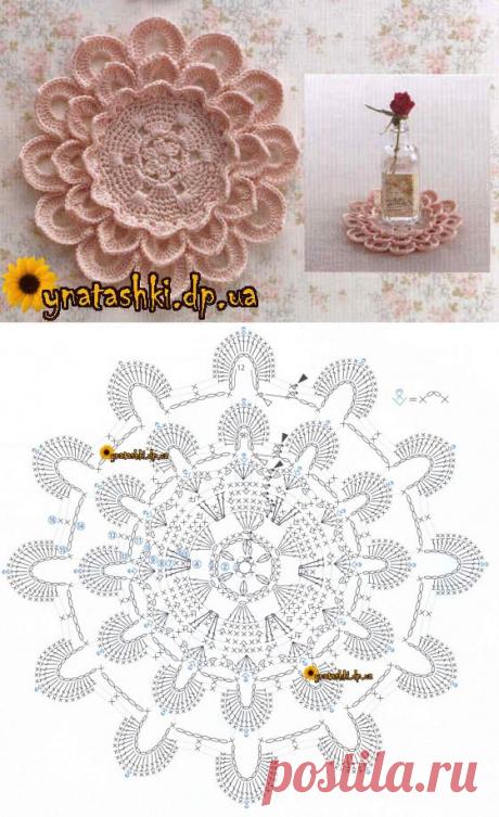 Вязаная подставка в форме цветка