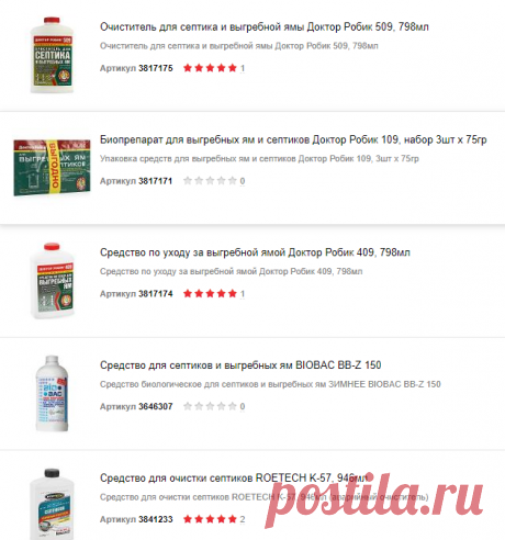 Средства для септиков и выгребных ям - Биотуалеты и средства для септиков