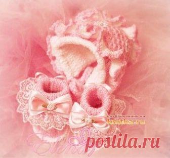 Шапочка и пинетки спицами, Вязание для детей