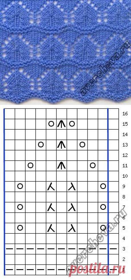 Узор 731 волнистый | каталог вязаных спицами узоров