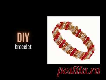 Beaded bracelet tutorial. Beading beginner pattern. Jewelry