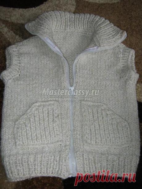 Вязание спицами. Безрукавка на молнии для девочки 2-3 года. Мастер класс с пошаговыми фото