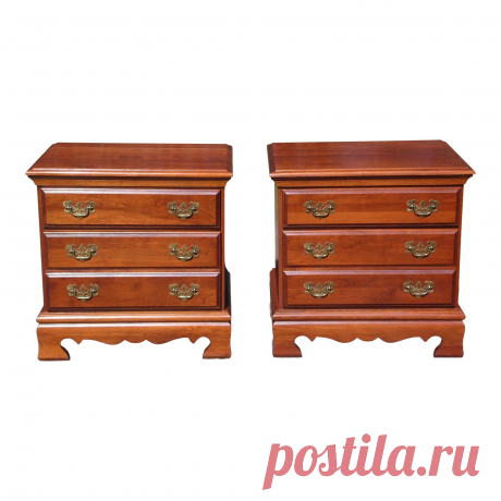 Vintage Pair Solid Cherry Chest of Drawers End Tables Night Stands | Deco2Modern - Mid Century Modern Furniture Eclectic Antique Art Deco to Retro Mid Century Modern Furniture & Home Furnishings inspired by Icon Designers. Vintage Danish Modern Design.