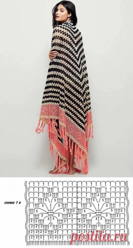 Шаль от Free people. Вязание крючком, схемы примерные.