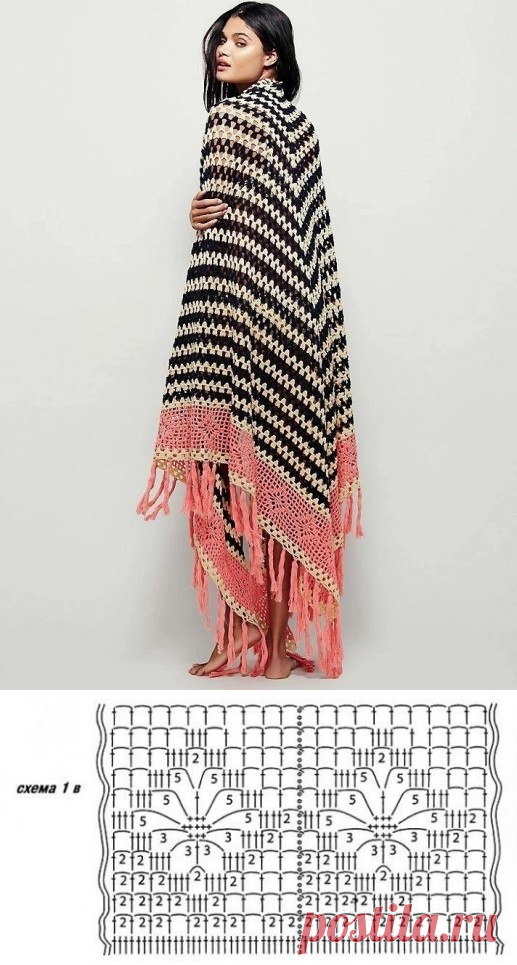 Шаль от Free people. Вязание крючком, схемы примерные.