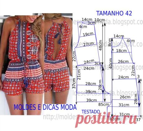 Molde de macacão estampado curto passo a passo
