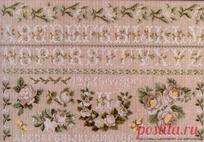 White Roses ABC DMC Вышивка крестом, схемы