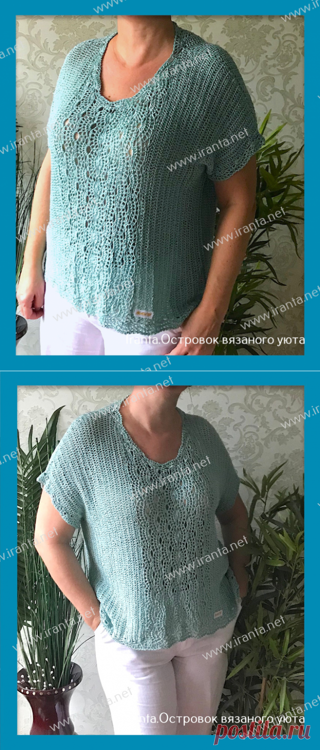 Ажурная блуза поперечным вязанием крючком. МК.