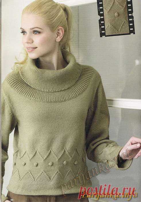 ПУЛОВЕР (Ж) 7194*1103 PING №2221 от сайта Парижанка связан спицами