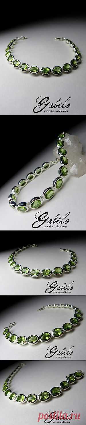 Серебряный браслет с хризолитом