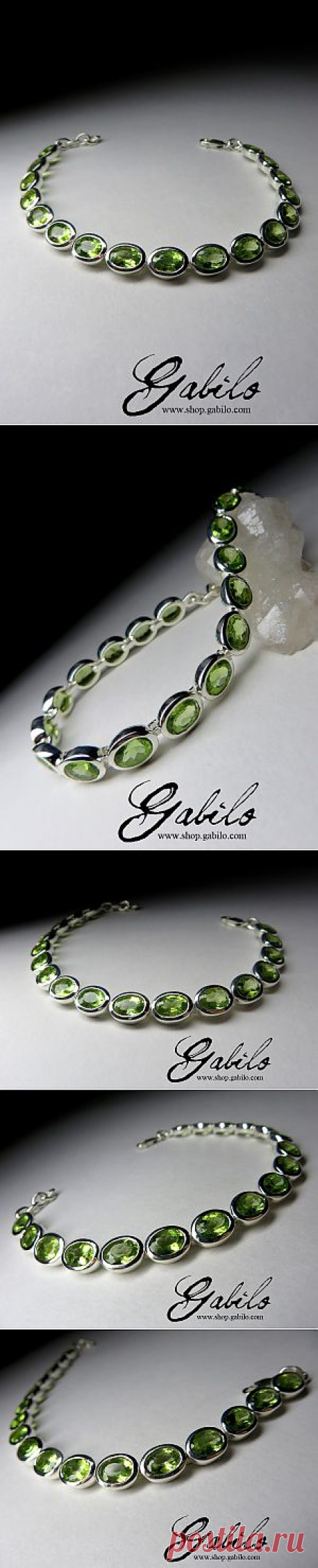 Серебряный браслет с хризолитом