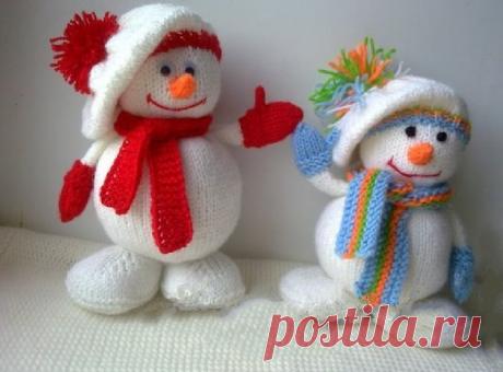 Снеговички, вязанные спицами. Мастер-класс (Вязаные игрушки) – Журнал Вдохновение Рукодельницы