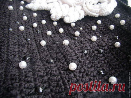 Купить Сумочка крючком " Контрасты" - чёрно-белый, вязаная сумочка, сумка женская