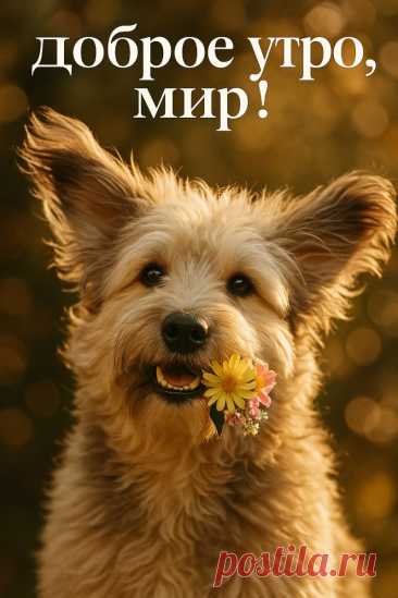 Милый пес с цветами и солнечным настроением. Картинка из нейронной сети Sora Image - Sora Images примеры промтов - Форум ИИ о нейросетях - Yes Ai