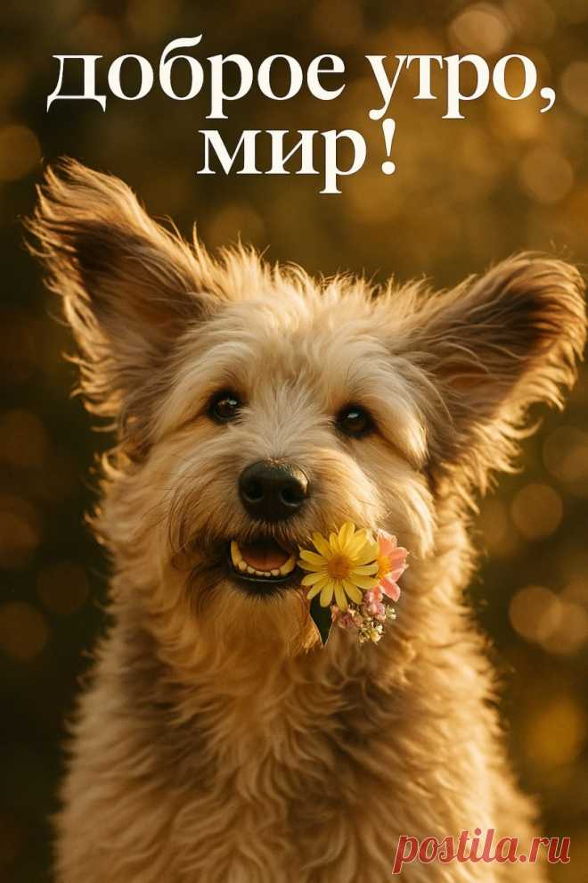 Милый пес с цветами и солнечным настроением. Картинка из нейронной сети Sora Image - Sora Images примеры промтов - Форум ИИ о нейросетях - Yes Ai