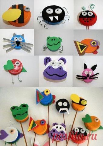 Идеи для крышек от бутылок - Поделки с детьми | Деткиподелки