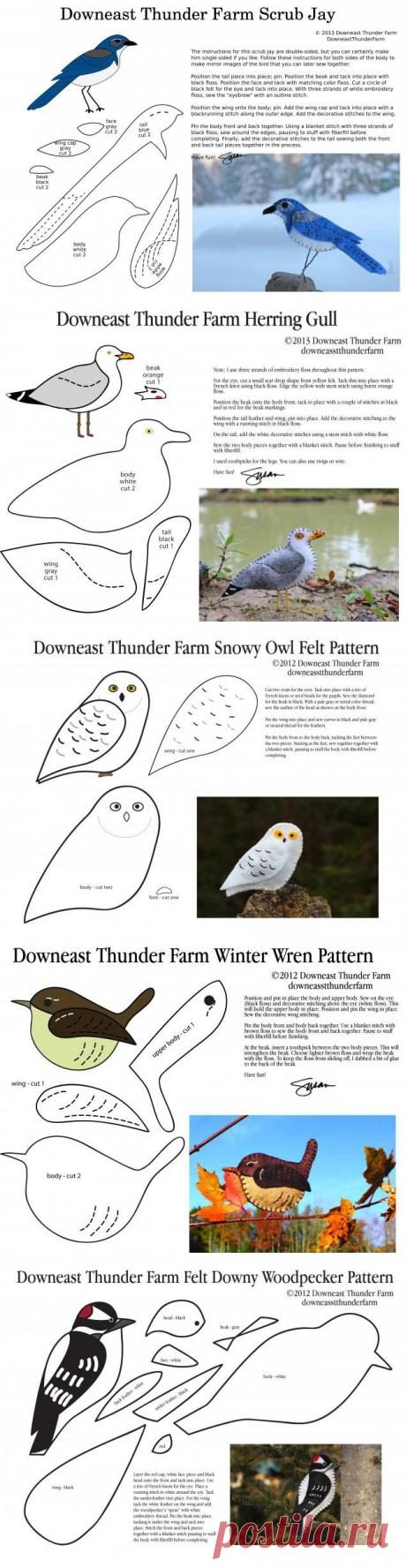 Великолепные фетровые птички с выкройками от Сьюзен | Варварушка-Рукодельница