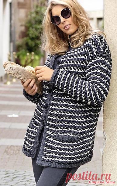 Полосатый кардиган с врезными карманами. Спицы. - ВЯЗАНАЯ МОДА+ ДЛЯ НЕМОДЕЛЬНЫХ ДАМ - Страна Мам
