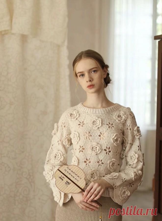14 пуловеров крючком со схемами, которые согреют, украсят, вдохновят | Вязание крючком | Дзен