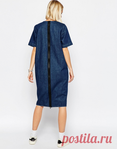 ASOS White | Джинсовое платье миди в стиле милитари ASOS WHITE на ASOS