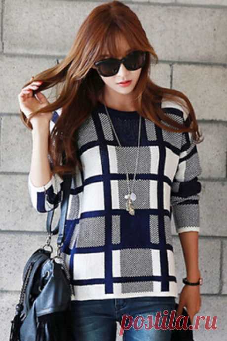 Jual Grid Sweater (BLUE) - 8632 - Capture de la Mode | Tokopedia