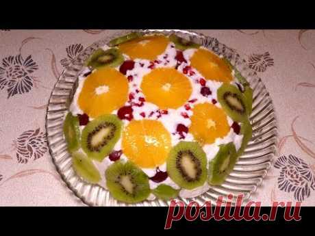 Творожный торт Фруктовый рай, творожный торт с фруктами простой рецепт, десерт без выпечки