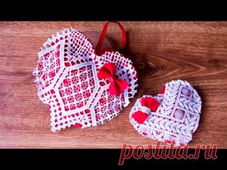 Валентинка сердце из фетра и кружева своими руками
