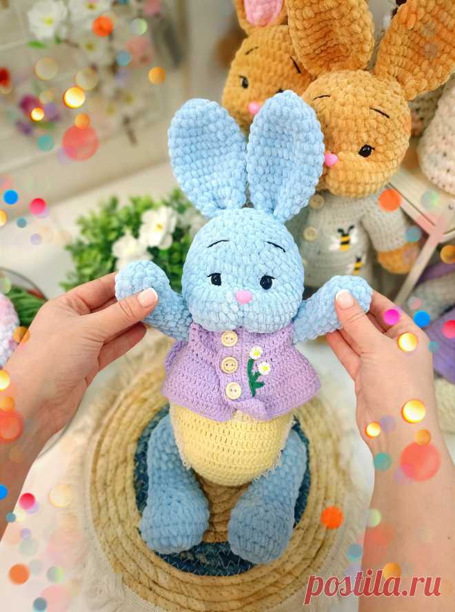PDF Зайчик Миу крючком. FREE crochet pattern; Аmigurumi toy patterns. Амигуруми схемы и описания на русском. Вязаные игрушки и поделки своими руками #amimore - большая зайка из плюшевой пряжи, плюшевый заяц, зайчик, кролик, зайчонок, крольчонок.