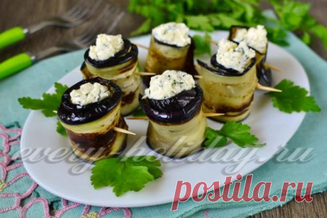 Рулетики из баклажанов с сыром и чесноком, рецепт с фото