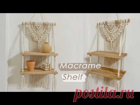 Macrame Shelf (small size) | Double Hanging Shelf | DIY Boho Home Decor （step by step tutorial）