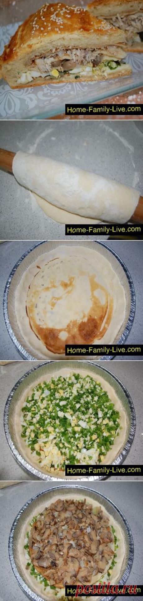 Курник с курицей и грибами - Кулинарные рецепты