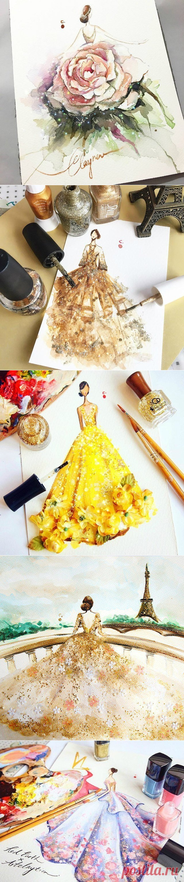 Лак для ногтей в руках художника