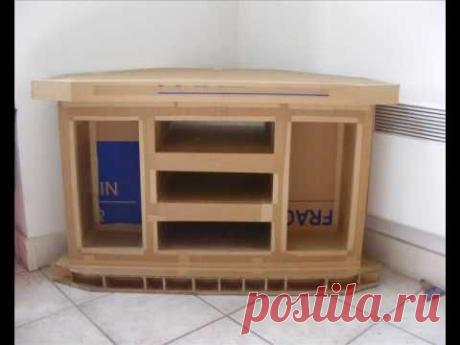 ▶ Un meuble de télévision en carton - De sa conception jusqu'à sa construction - - YouTube
