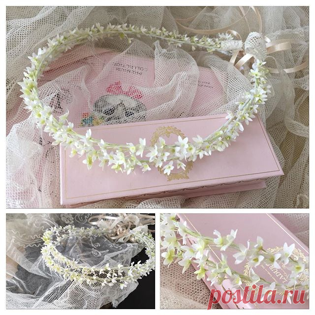 小さな白花を集めて、ロマンティックな二連の花冠を作りました。
細めに編み込んでいるので、北欧風に額にかけて被って素敵です。ナチュラルスタイルの花冠は、ウェディングにもパーティにもお使いいただけそうです。 《ラヴィドリュクス ネットショップ》さんにて 5/1(日) 21:00〜カートオープン予定です。

#布花 #布花アクセサリー  #花冠 #ティアラ #アクセサリー #フランス #アンティーク #レース #artflower #artificialflower #antique #France #fabricflower #accessories #ラヴィドリュクス #ウェディング #マリアージュ