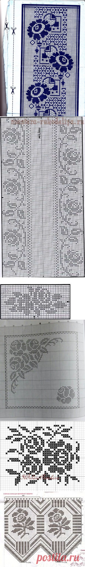 филейные схемы- розы, цветы -12 Fotos