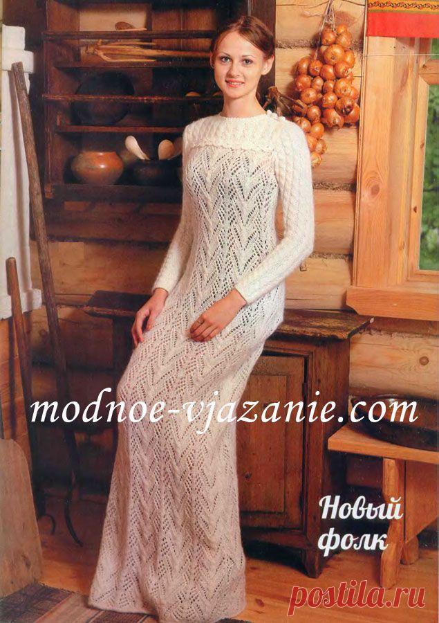 Длинное белое платье