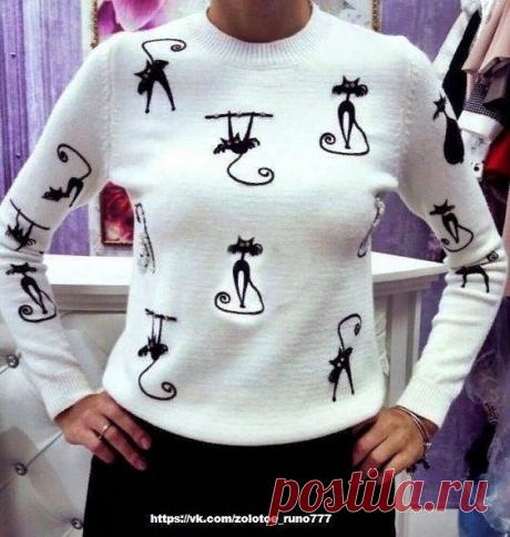 KUFER z artystycznym rękodziełem : Sweterek w koty