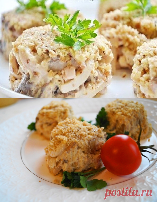 Салат с кальмарами “Шарманка” / Простые рецепты