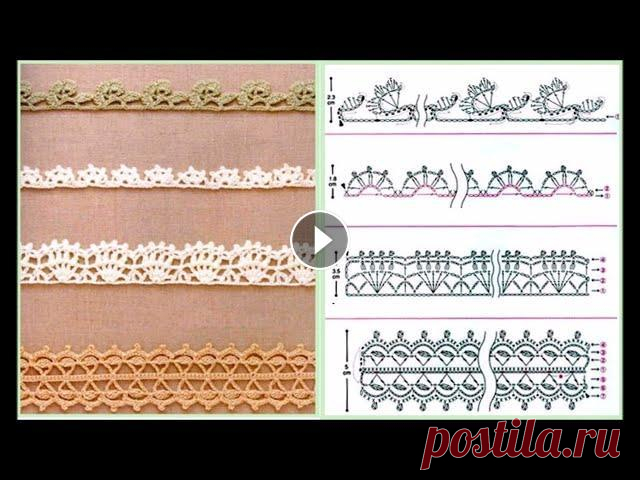 Ленточное кружево. Ажурная тесьма. Большая подборка схем крючком / Crochet tape lace patterns Ленточное кружево, ажурная тесьма - большая видео подборка схем для вязания крючком. Такое кружево можно использовать как отделку или обвязку края изд...