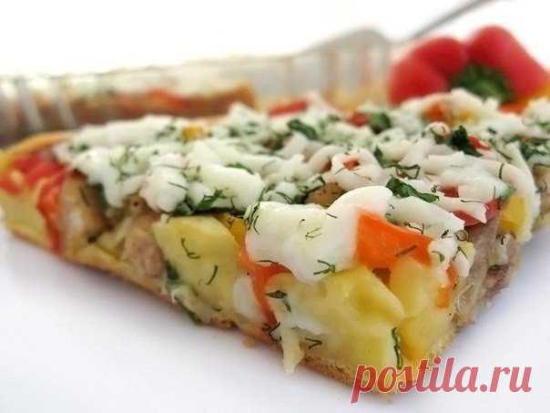 Как приготовить открытый пирог с курицей и болгарским перцем! - рецепт, ингредиенты и фотографии