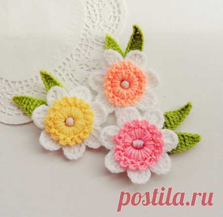 Crochet Applique Daffodil Flowers Crochet от CraftsbySigita