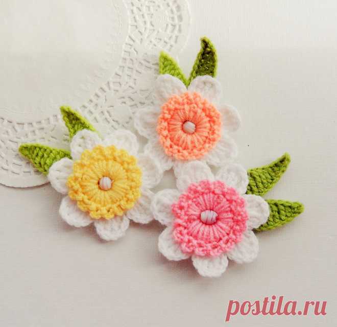Crochet Applique Daffodil Flowers Crochet от CraftsbySigita