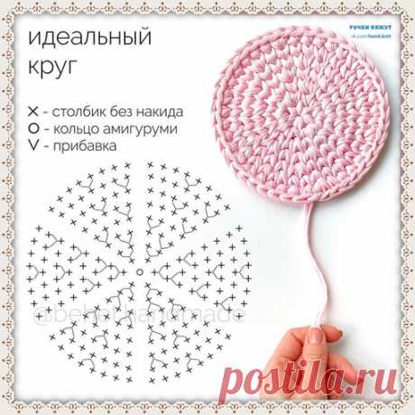 В помощь начинающим вязальщицам схемка идеального круга крючком!
