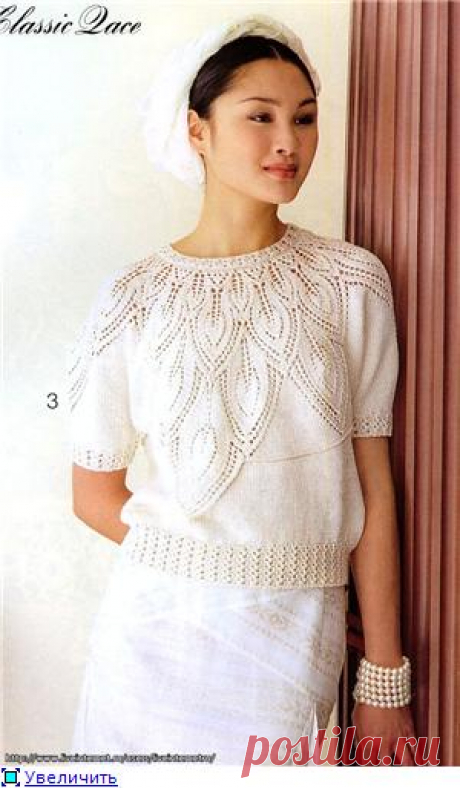 Кофточка с листиками,короткий рукав,спицы.