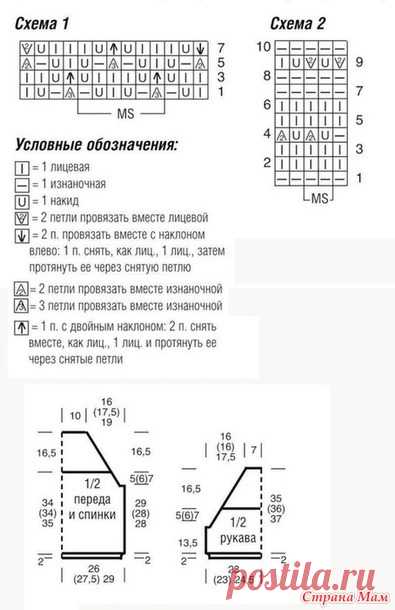 Ажурный джемпер с коротким рукавом реглан - Вязание - Страна Мам