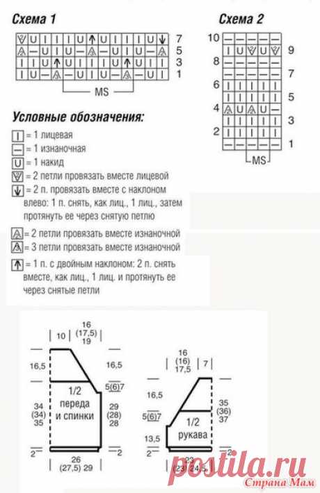 Ажурный джемпер с коротким рукавом реглан - Вязание - Страна Мам
