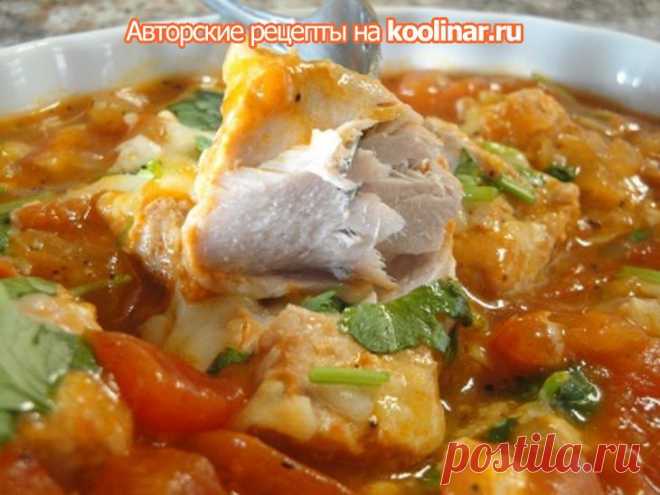 Тунец, запечённый с помидорами и сыром