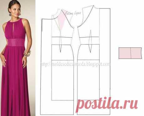 Vestido festa longo lilas molde passo a passo e informação técnica