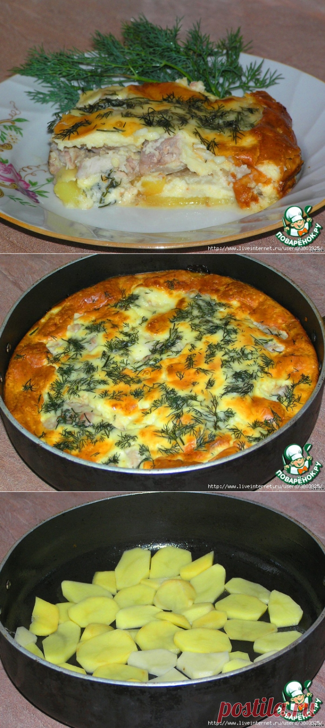 Нежная курица в яично-сырной заливке
